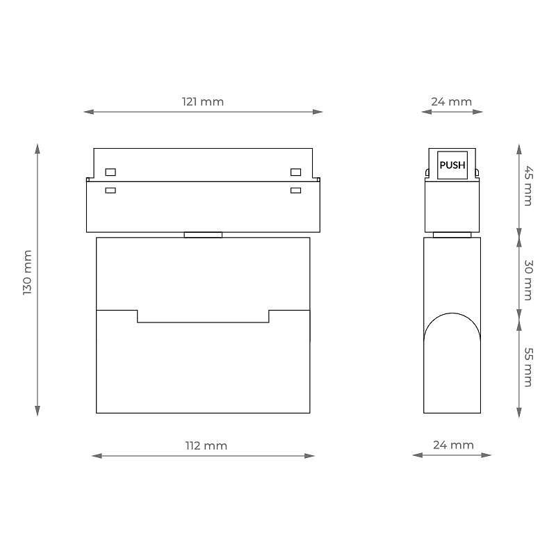 Lineare Lampe mit magnetischem Schienenelement, einstellbar M-LINE, schwarz, 6 W, 480 lm, 4000 K, DPM, MTL-SPRL-6W-B