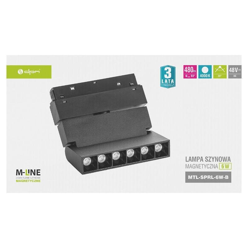 Lineare Lampe mit magnetischem Schienenelement, einstellbar M-LINE, schwarz, 6 W, 480 lm, 4000 K, DPM, MTL-SPRL-6W-B