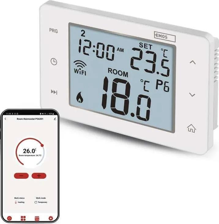 Termostat pentru încălzire și răcire 5…35 °C cu ecran LCD 2A Wi-Fi GoSmart EMOS