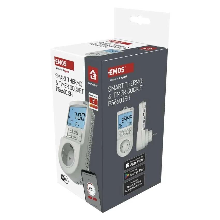 Termostat pentru încălzire sau răcire 5…40 °C cu ecran LCD 16A pentru priză schuko Wi-Fi GoSmart EMOS