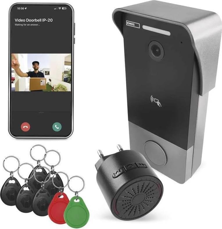 Video Button with RFID and Doorbell 12Vdc IP-20PoE Wi-Fi GoSmart EMOS