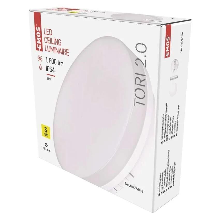 Plafón LED DN220 15W 4000K 1500lm 120° 30000h IP54 TORI EMOS