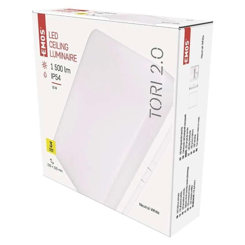 Plafonieră LED SQ220 15W 4000K 1500lm 120° 30000h IP54 TORI EMOS