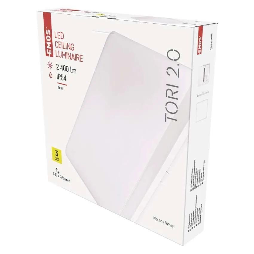 Plafonieră LED SQ330 24W 4000K 2400lm 120° 30000h IP54 TORI EMOS
