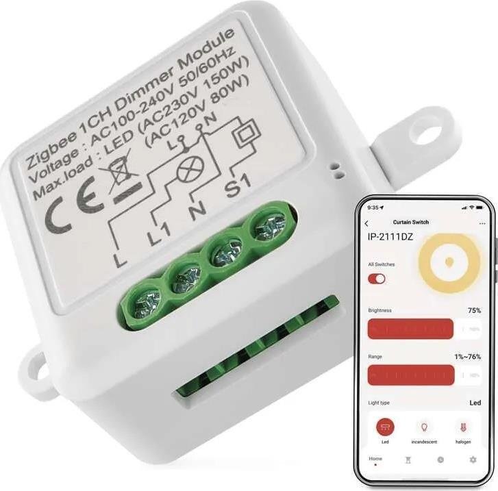 Micromódulo Smart relé 1x dimer 150VA requiere neutro IP-2111DZ ZigBee GoSmart EMOS