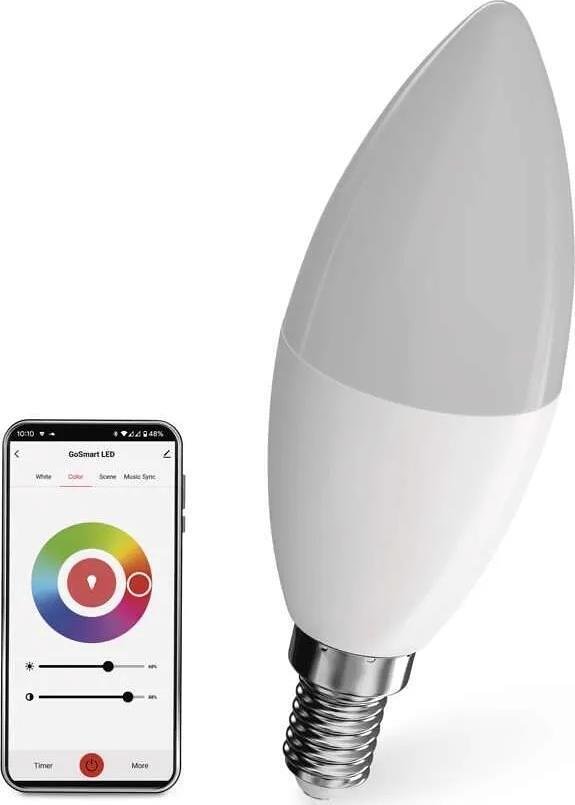 LED Lamp 4.8W RGBW E14 C37 470lm 180° dimmable 20000h Wi-Fi GoSmart EMOS