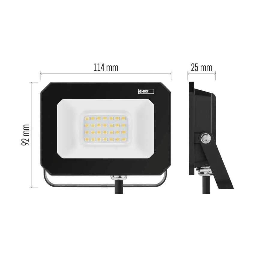 Projecteur LED 20W 4000K 2000lm 120° x 120° 25000h IP65 noir SIMPO EMOS