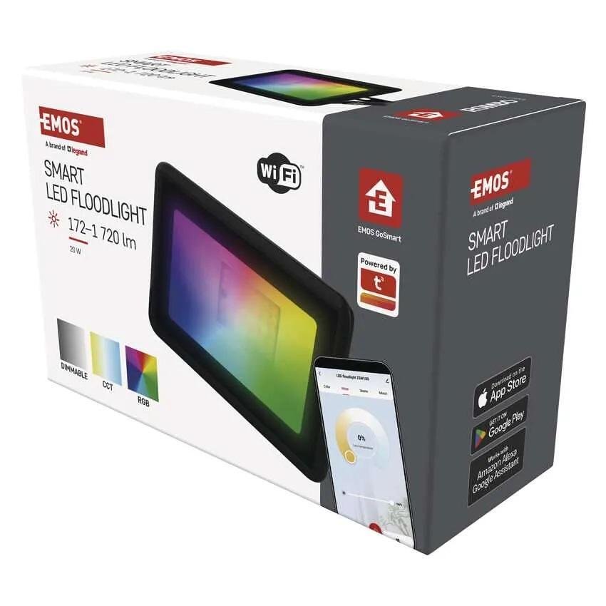 LED Projector 20W RGBW 1720lm 25000h IP65 black Wi-Fi GoSmart EMOS