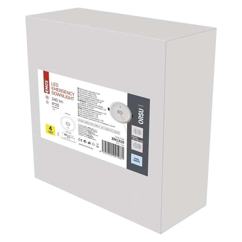 Φως έκτακτης ανάγκης LED 3W 6500K 240lm 3h IP20 εντοιχισμένη τοποθέτηση ORSU EMOS