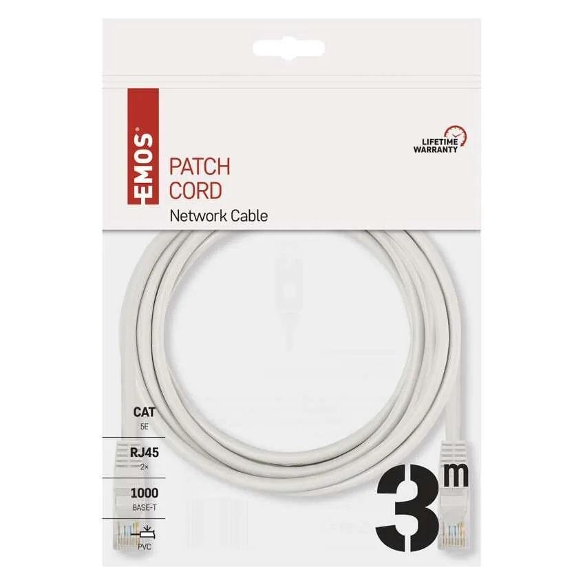 Καλώδιο σύνδεσης Cat.5e U/UTP PVC γκρι – 3m EMOS
