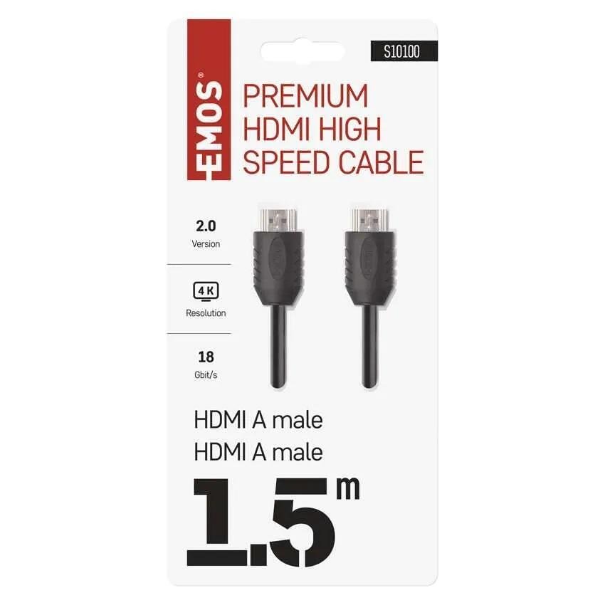 Καλώδιο HDMI 2.0 A/M-A/M PVC μαύρο – 1.5m EMOS