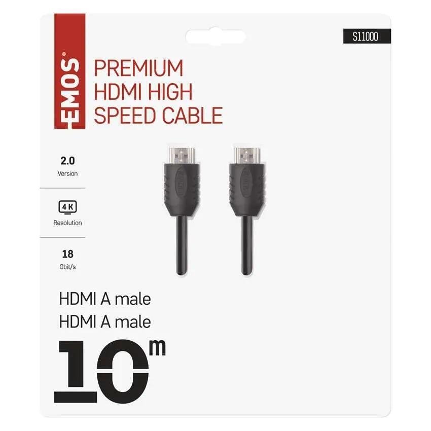 Καλώδιο HDMI 2.0 A/M-A/M PVC μαύρο – 10m EMOS