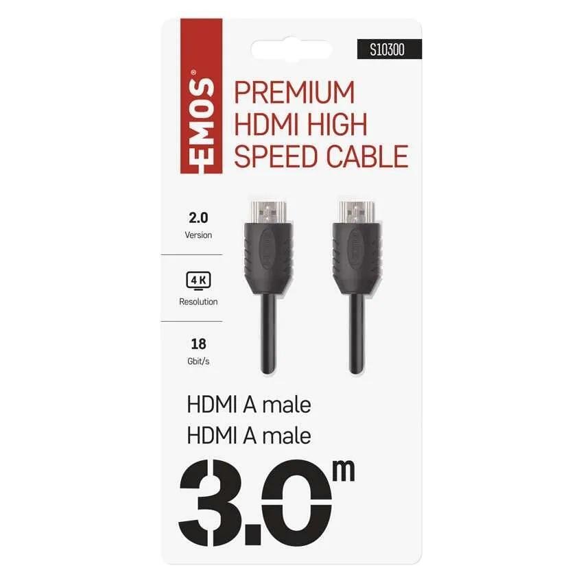 Καλώδιο HDMI 2.0 A/M-A/M PVC μαύρο – 3m EMOS