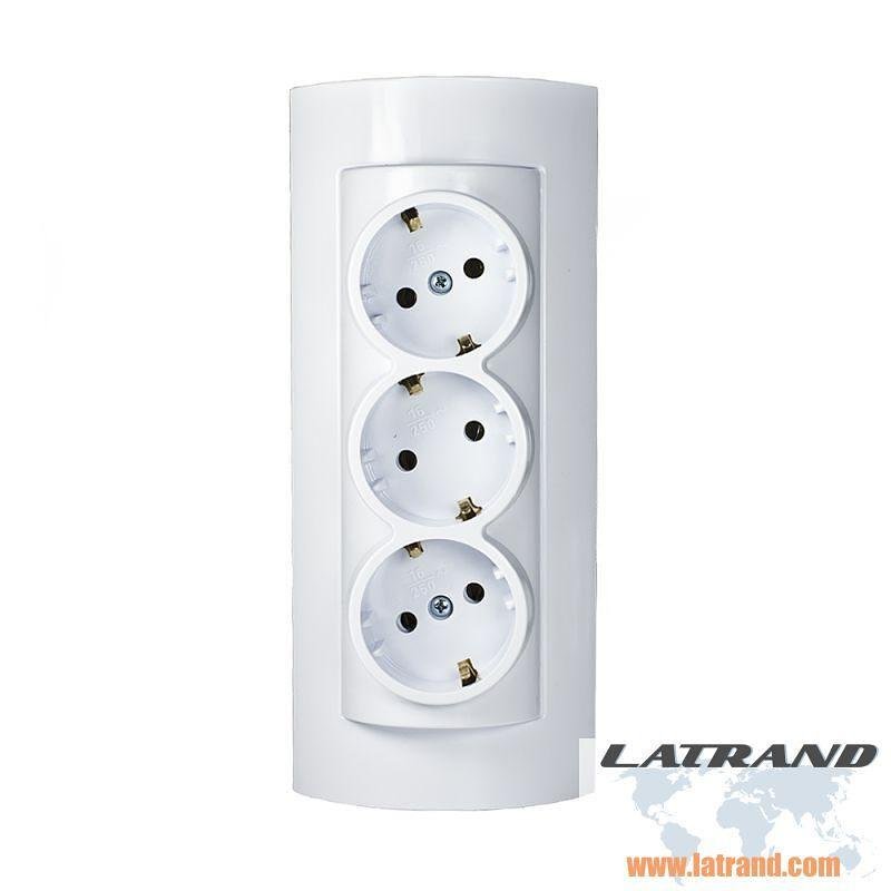 Contact extérieur triple blanc montage en surface - 7133, ATRA