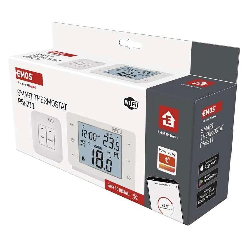 Termostat FĂRĂ fir pentru încălzire și răcire 5…35 °C cu ecran LCD 16A Wi-Fi GoSmart EMOS