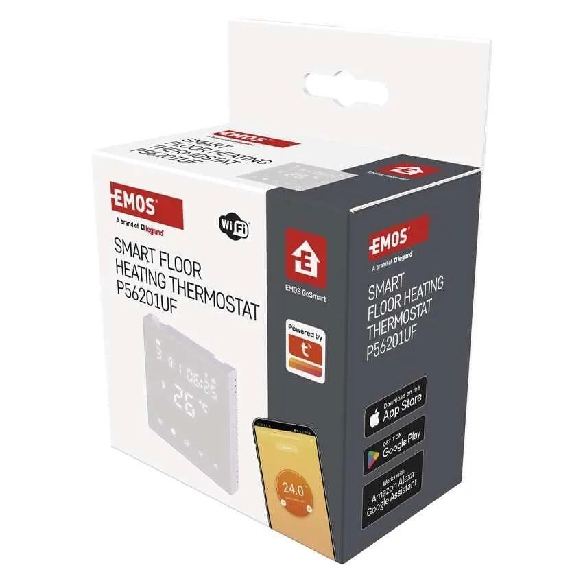 Termostat pentru încălzire electrică în podea 1…70 °C cu ecran LCD 16A pentru încorporare alb Wi-Fi GoSmart EMOS