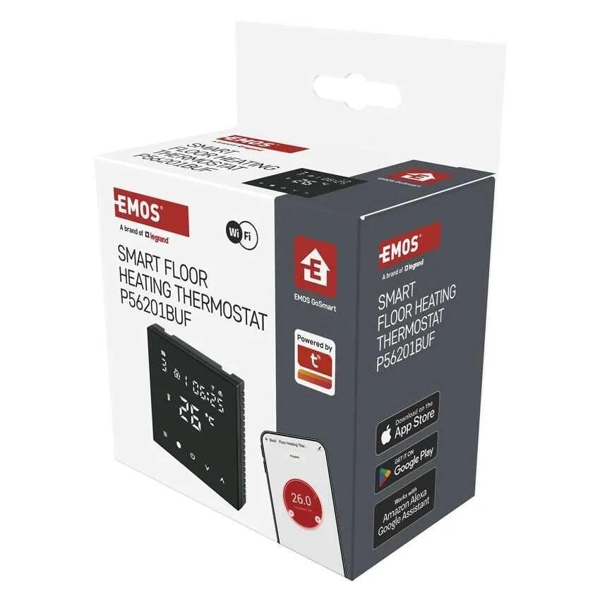 Termostat pentru încălzire electrică în podea 1…70 °C cu ecran LCD 16A pentru încorporare negru Wi-Fi GoSmart EMOS