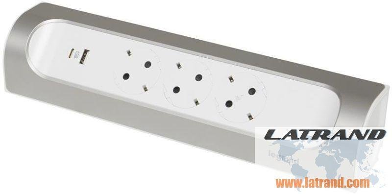 Eckverteiler grau, ohne Kabel mit USB A+C Legrand 694504