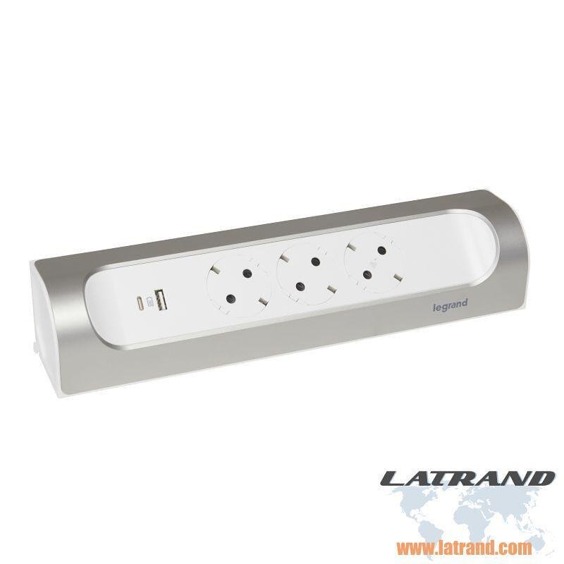 Multipresa angolare grigia, senza cavo con USB A+C Legrand 694504