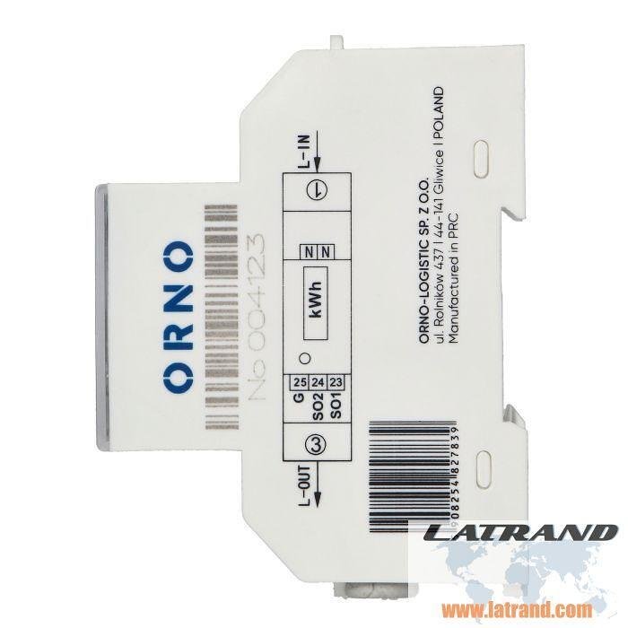 Single-phase energy meter for DIRECT measurement of electrical energy, single-tariff, for DIN mounting 1 module, 100A, MID ORNO - OR-WE-524