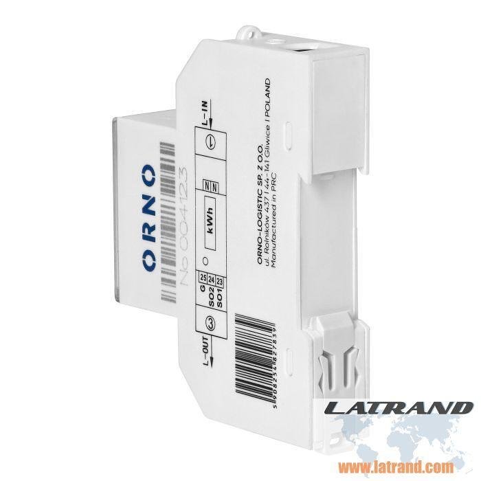 Single-phase energy meter for DIRECT measurement of electrical energy, single-tariff, for DIN mounting 1 module, 100A, MID ORNO - OR-WE-524