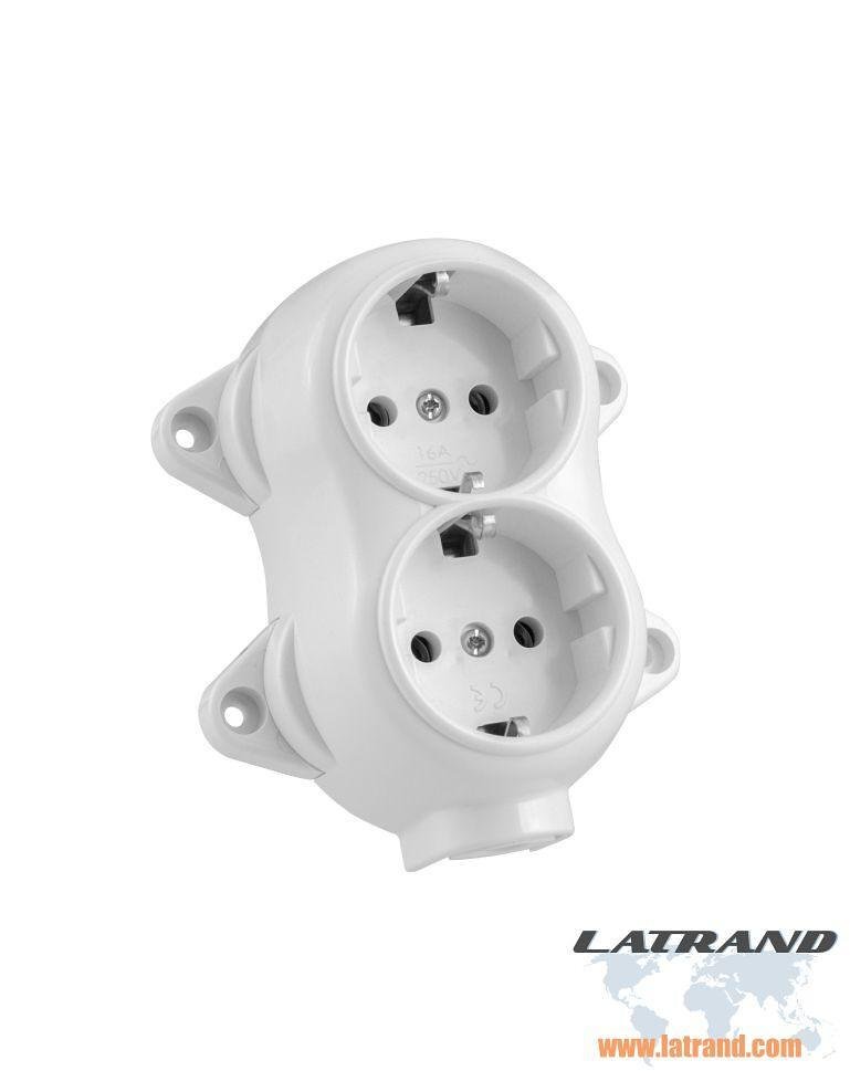 ATRA - Double contact Schuko 16A montage en surface IP21 blanc - 5222, ATRA
