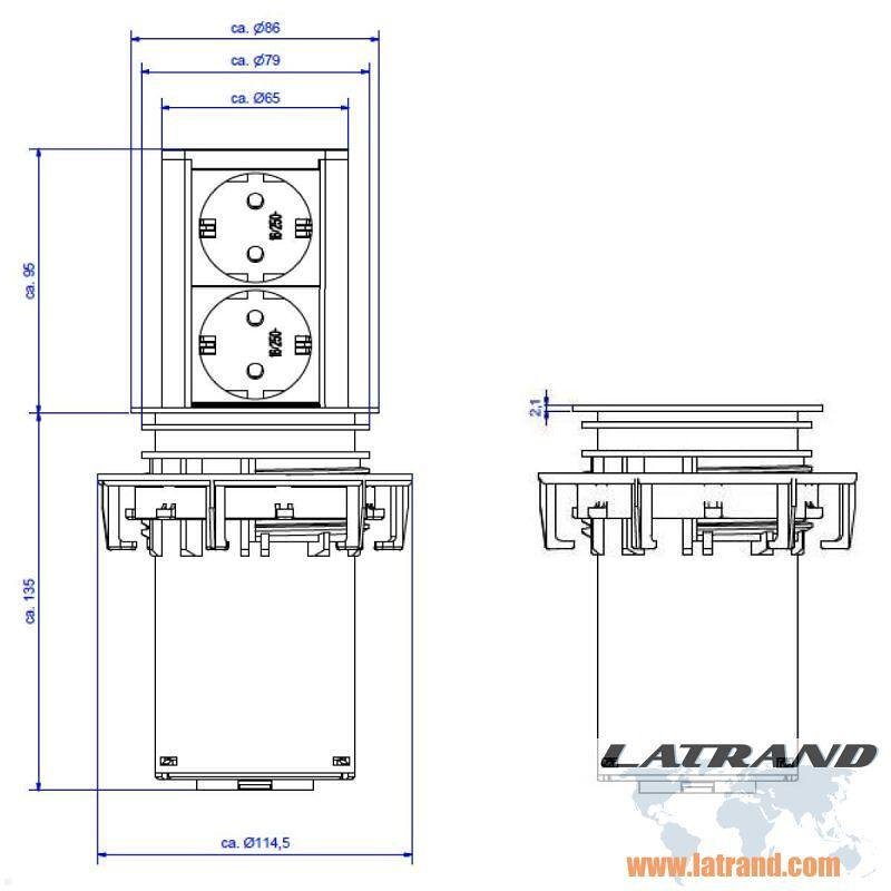 Módulo ELEVATOR con 2x Schuko, con cable 2m, color Negro, Bachmann - B928.0024