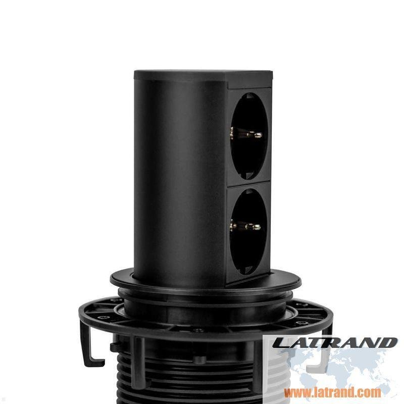 Modul ELEVATOR cu 2x Schuko, cu cablu 2m, culoare Negru, Bachmann - B928.0024
