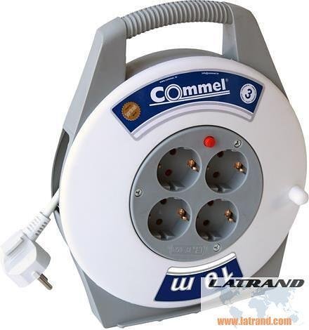 Bobina in scatola bianca 10m IP20 H05VV-F 3G1mm2 protezione termica 4 Schuko Commel-C0890