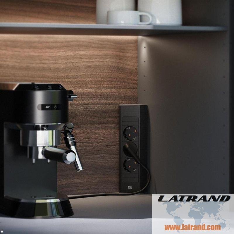 Módulo CASIA 2 con 2x Schuko y USB A+C, con posibilidad de montaje angular, cable de alimentación 2m, color Negro, Bachmann