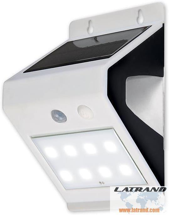 Proyector LED 8W 4000K 800lm IP54 blanco con sensor y panel solar con batería 2Ah Commel - C309-103