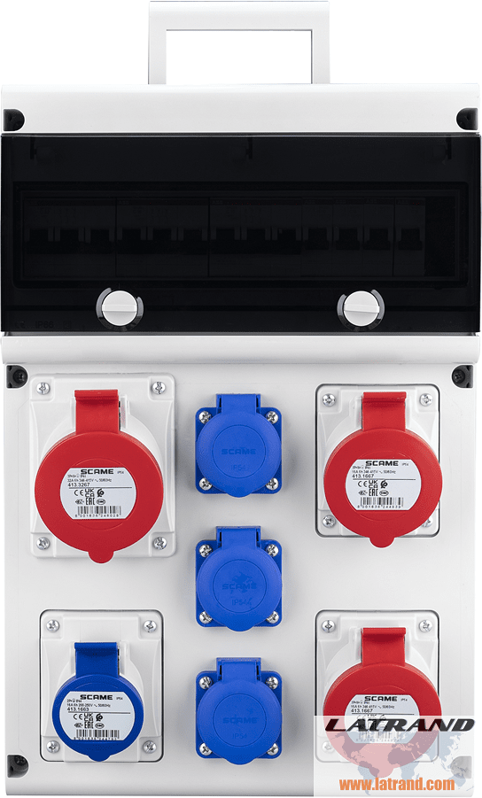 Panel 632.5520 type A assembled with industrial sockets Scame and current protection ABB - 632.5520-A
