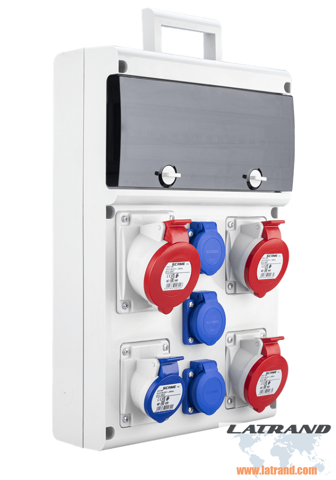 Panel 632.5520 type A assembled with industrial sockets Scame and current protection ABB - 632.5520-A