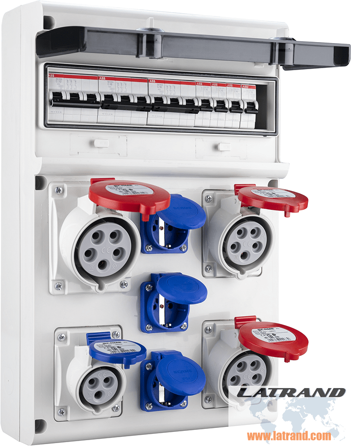 Tableau 632.5520 type A assemblé avec contacts industriels Scame et protections de courant ABB - 632.5520-A