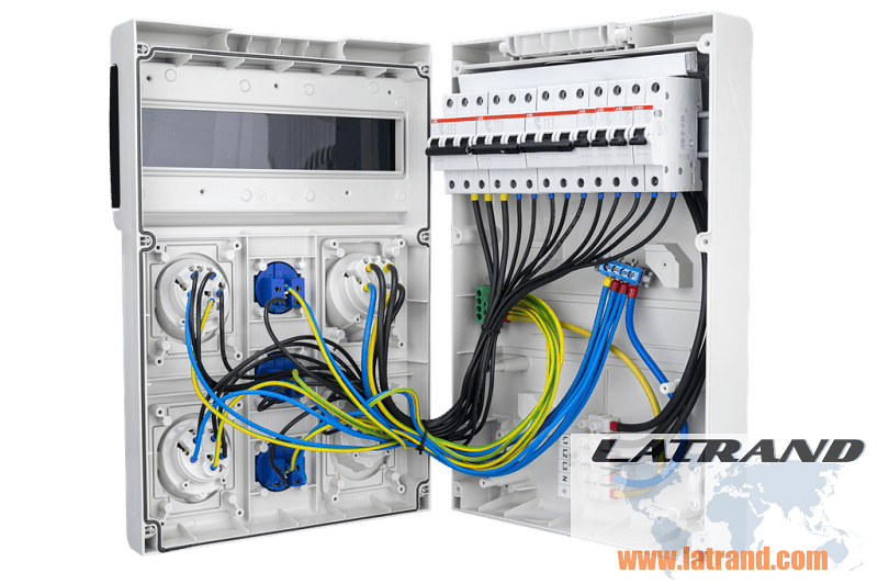 Tableau 632.5520 type A assemblé avec contacts industriels Scame et protections de courant ABB - 632.5520-A