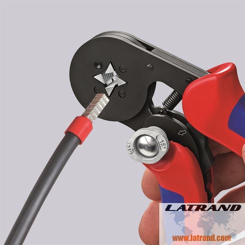 Pinze automatiche per crimpatura terminali cavi 0.08-16mm² quadrati, manico 180mm, con molla, Knipex - K975304