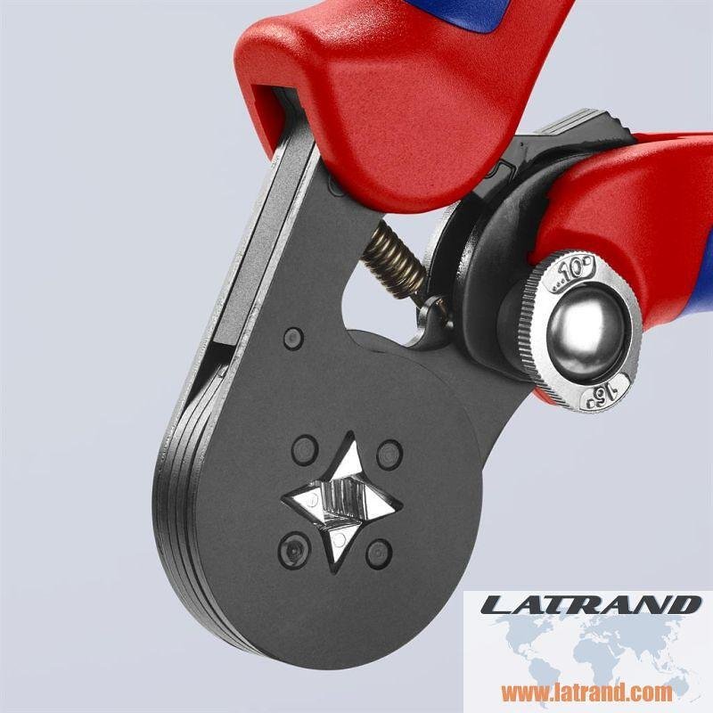 Pinze automatiche per crimpatura terminali cavi 0.08-16mm² quadrati, manico 180mm, con molla, Knipex - K975304