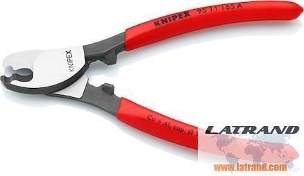 Kabelschere zum Schneiden von Kabeln bis 50mm² mit Doppelklinge, roter Griff 165mm, Knipex - K9511165A