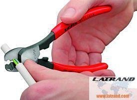 Ciseaux pour couper câble jusqu'à 50 mm² à double lame, poignée rouge 165 mm, Knipex - K9511165A