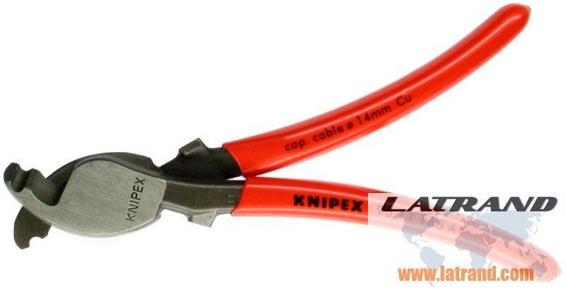 Ciseaux pour couper câble jusqu'à 50 mm² à double lame, poignée rouge 165 mm, Knipex - K9511165A