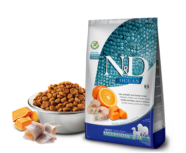 N&D OCEAN DOG COD, PUMPKIN ORANGE ADULT MEDIUM MAXI 2,5 KG