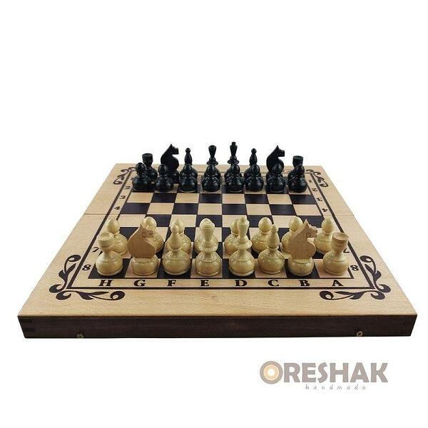 Комплект шах и табла Oreshak, ръчна изработка, 34x34 см