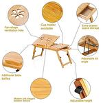 Бамбукова маса за лаптоп с опция повдигане и фиксиране на работния плот
