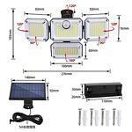 LED соларна лампа за стена със сензор, 333 лед диода, вградена акумулаторна батерия и ъгъл на засичане 120°