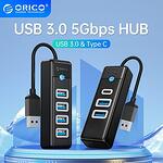 4 Портов USB HUB 3.0 с висока скорост 5Gbps и Windows/Mac OS/Linux съвместимост