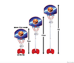 Регулируем баскетболен кош с топка, стойка, табло и мрежа. Лесен за сглобяване до 75 см