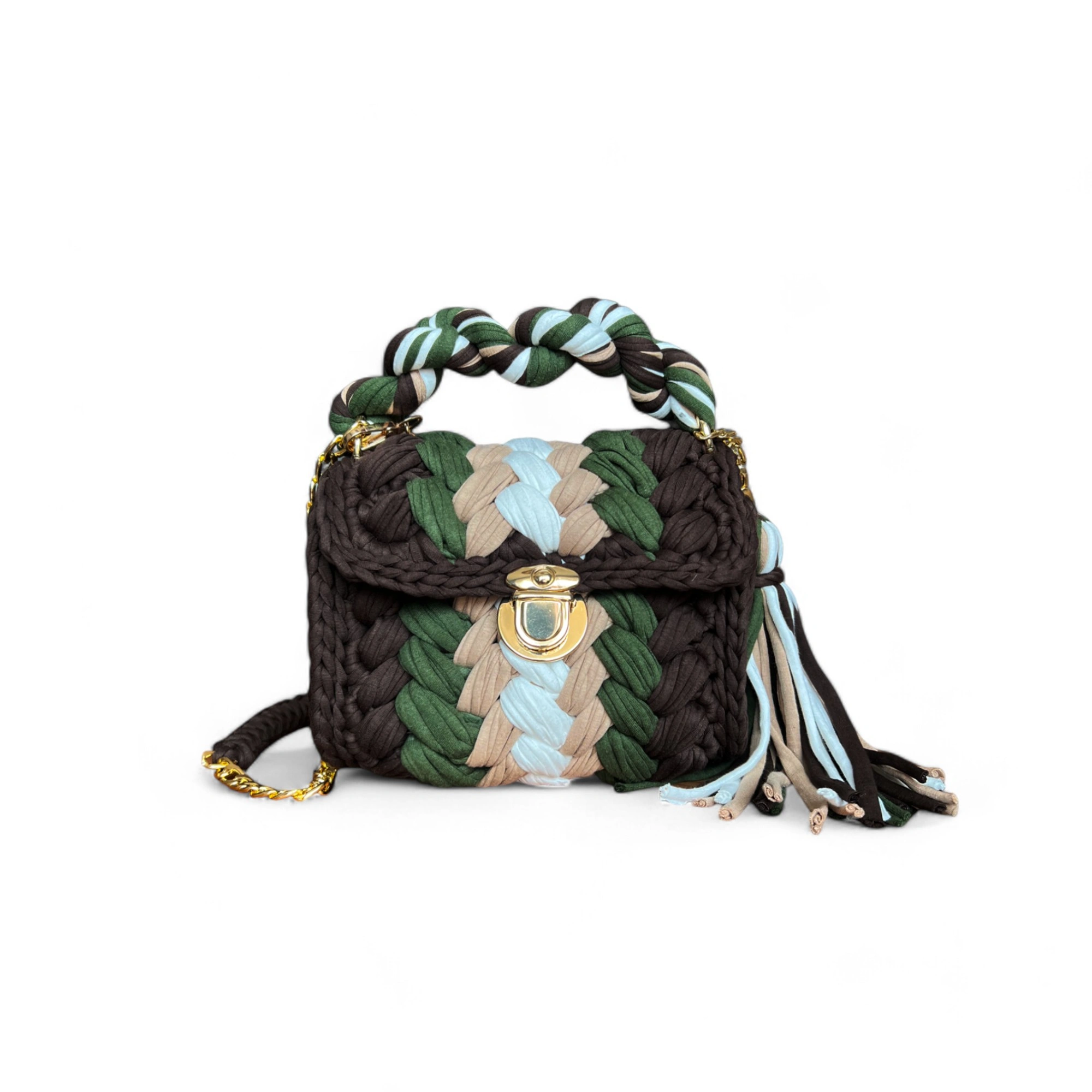 MICHAEL KORS - KNITTED BAG - GREEN/BROWN