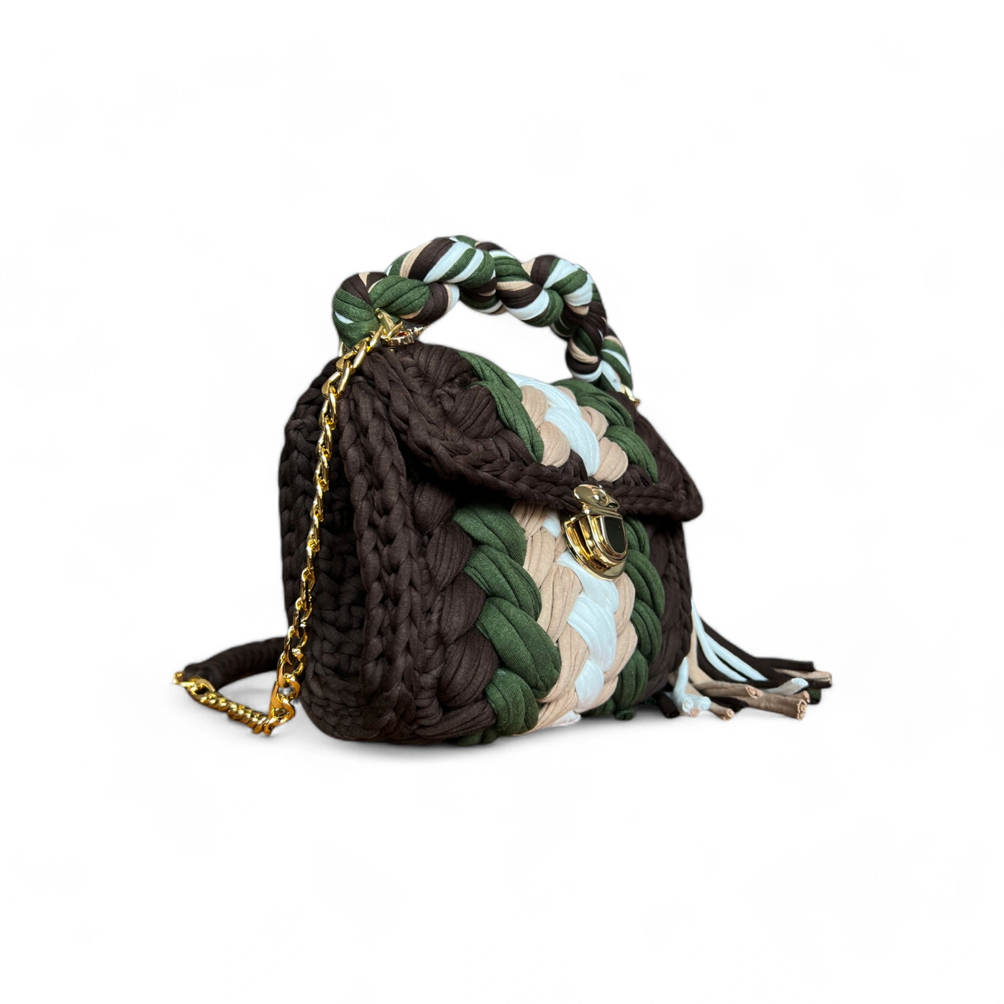 MICHAEL KORS - KNITTED BAG - GREEN/BROWN