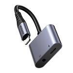 2-в-1 аудио адаптер Joyroom SY-L01 Lightning към 3.5mm + Lightning (черен)