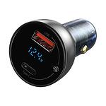 Dual Quick Charger Car Charger Baseus Particular Digital Display QC+PPS 65W (сребрист)